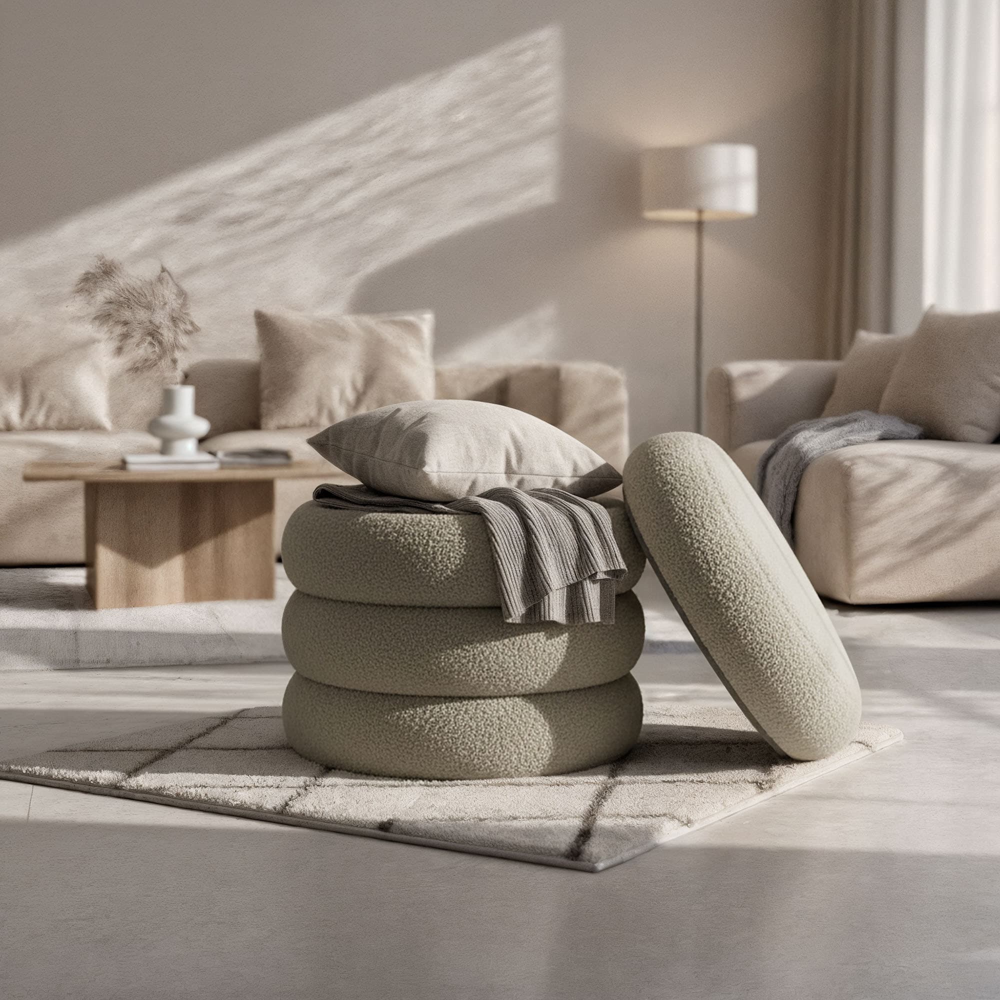 Taburet Snuggo i moka, š 42 × hl 42 × v 44.5 cm 6