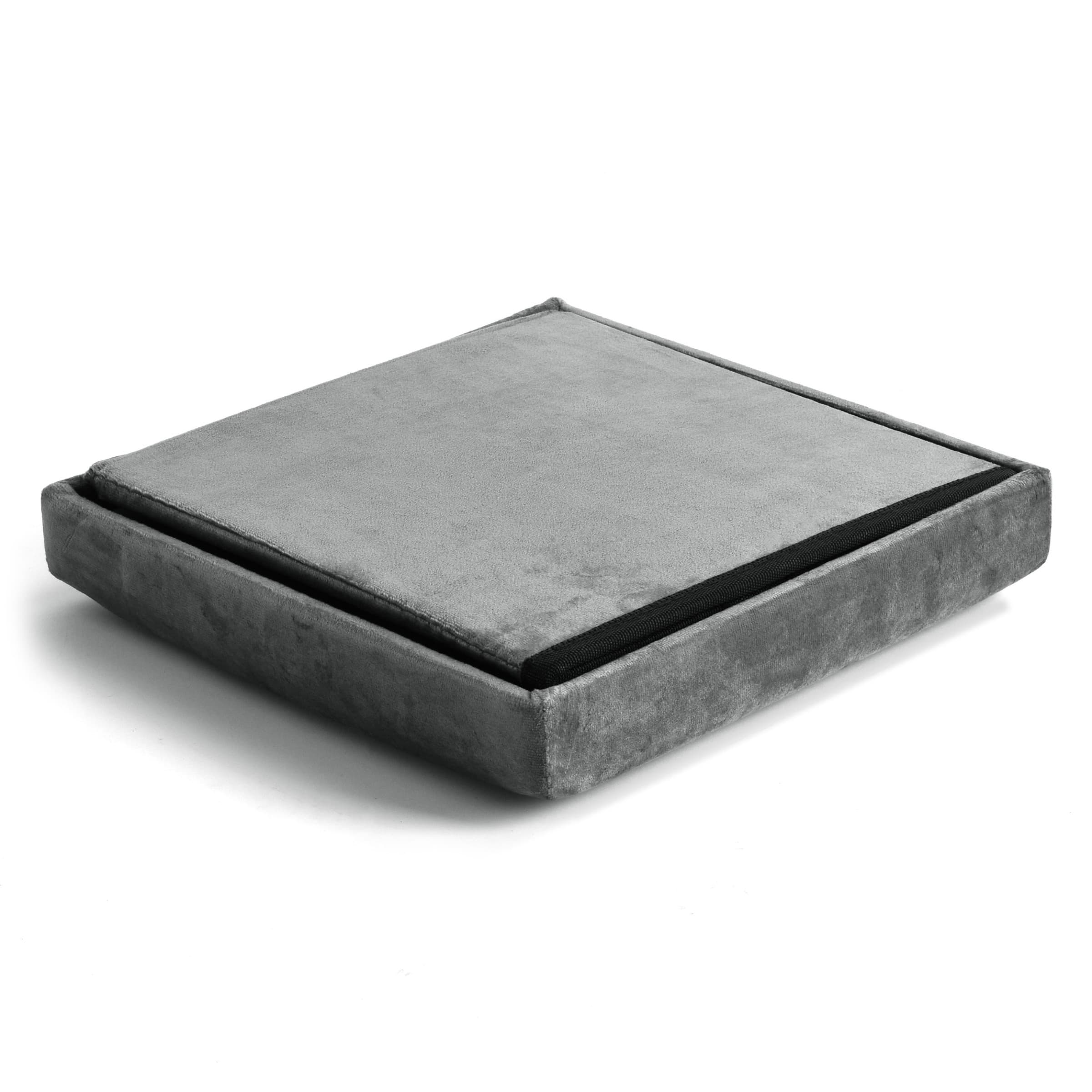 Taburet s úložným prostorem Diego L sametový, Šedý 8