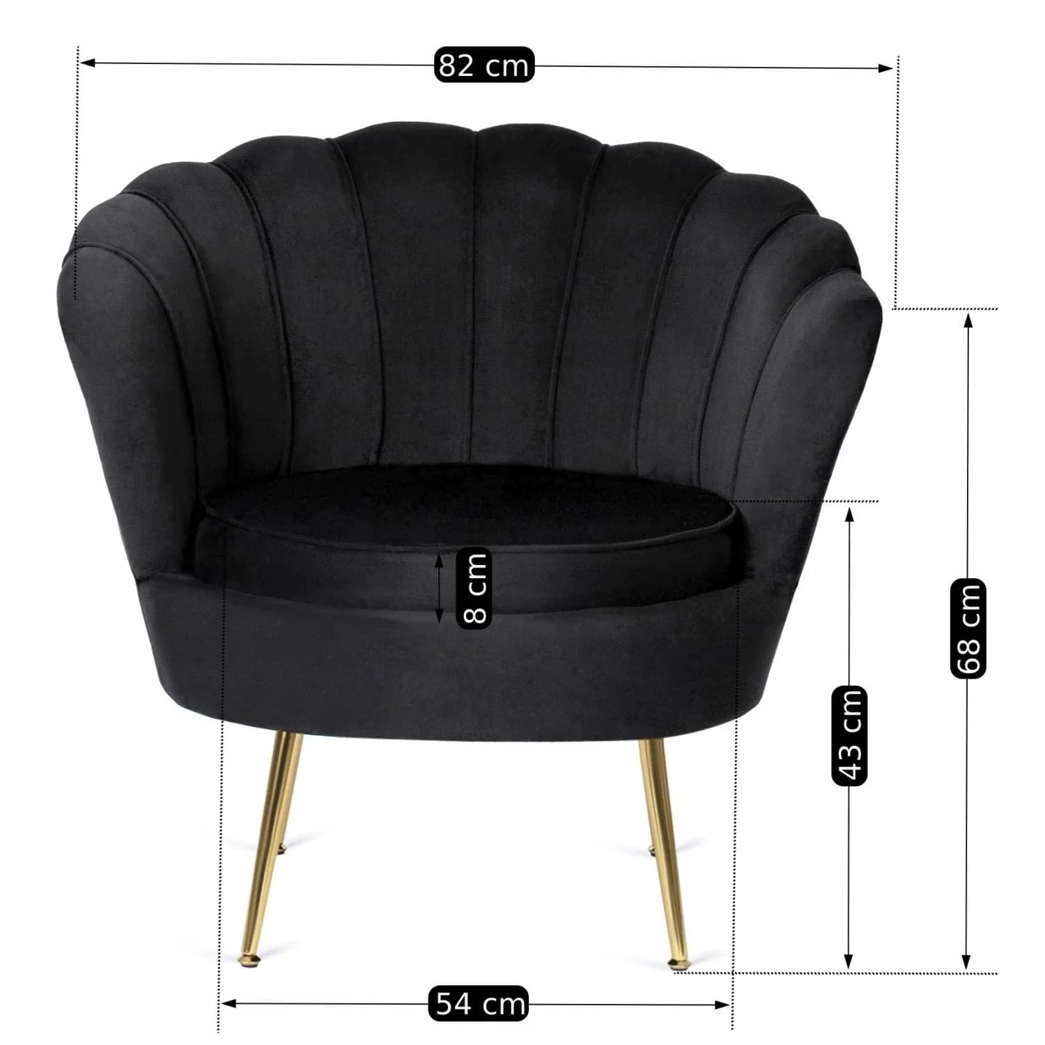 Designové křeslo Angel samet, Černé 7