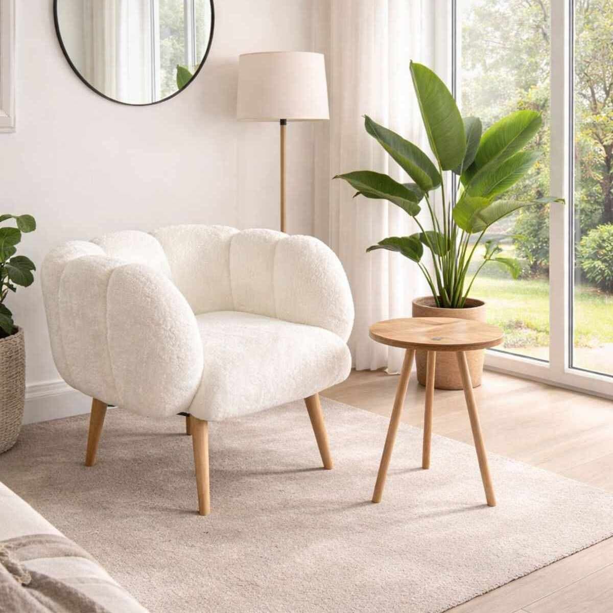 Sada křesla a odkládacího stolku Lotus Wellsoft /jasan, Bílá 3