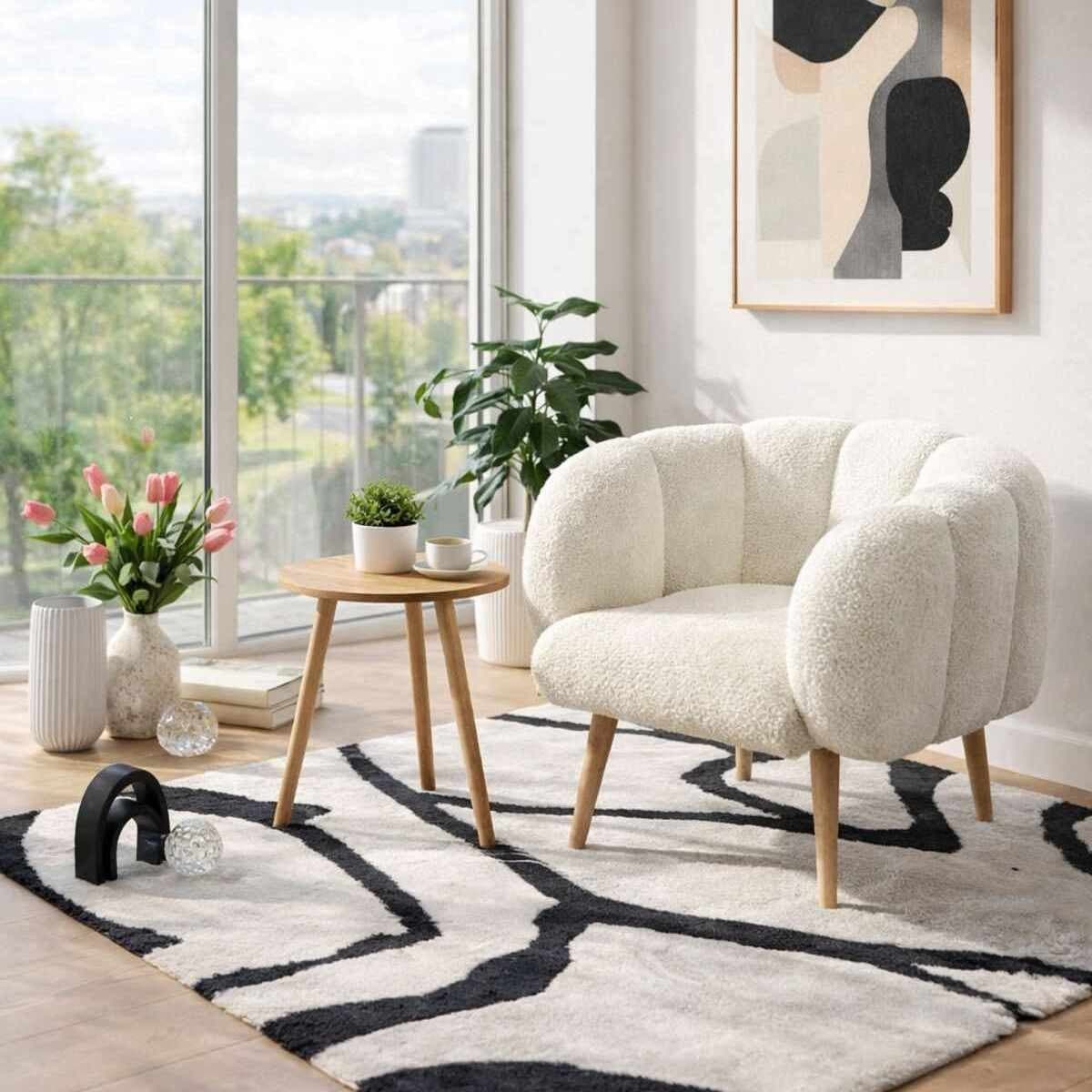 Sada křesla a odkládacího stolku Lotus Wellsoft /jasan, Bílá 4