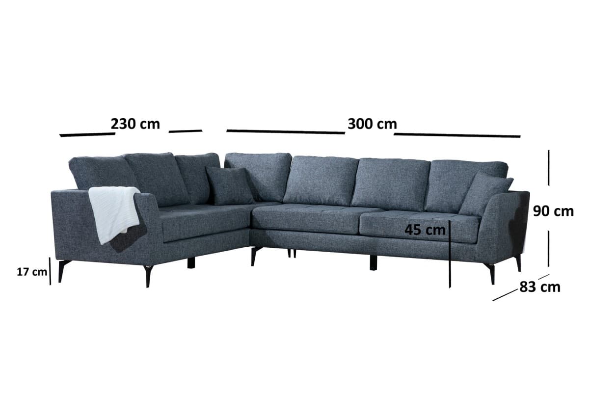 Rohová sedací souprava Tempo 300 cm, Tmavě šedá levá, levá strana 7