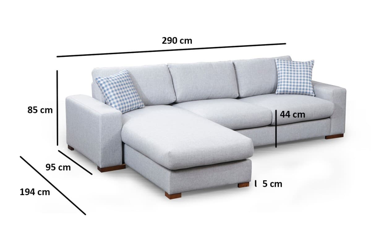 Rohová sedací souprava Loop 290 cm, Šedá levá, levá strana 9