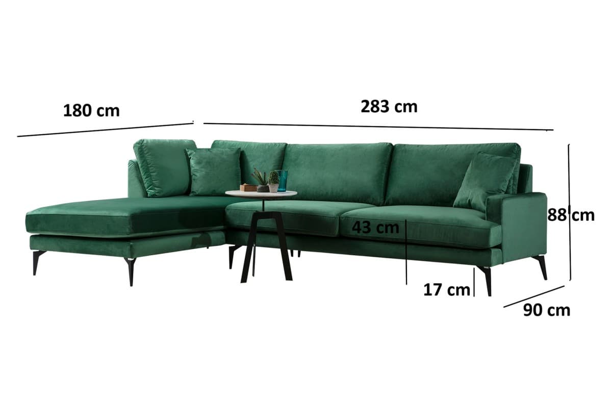 Rohová sedací souprava Papira 283 cm, Zelená levá, levá strana 5