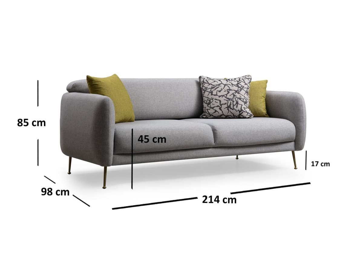 3-místná pohovka Sevilla 214 cm, Šedá 7