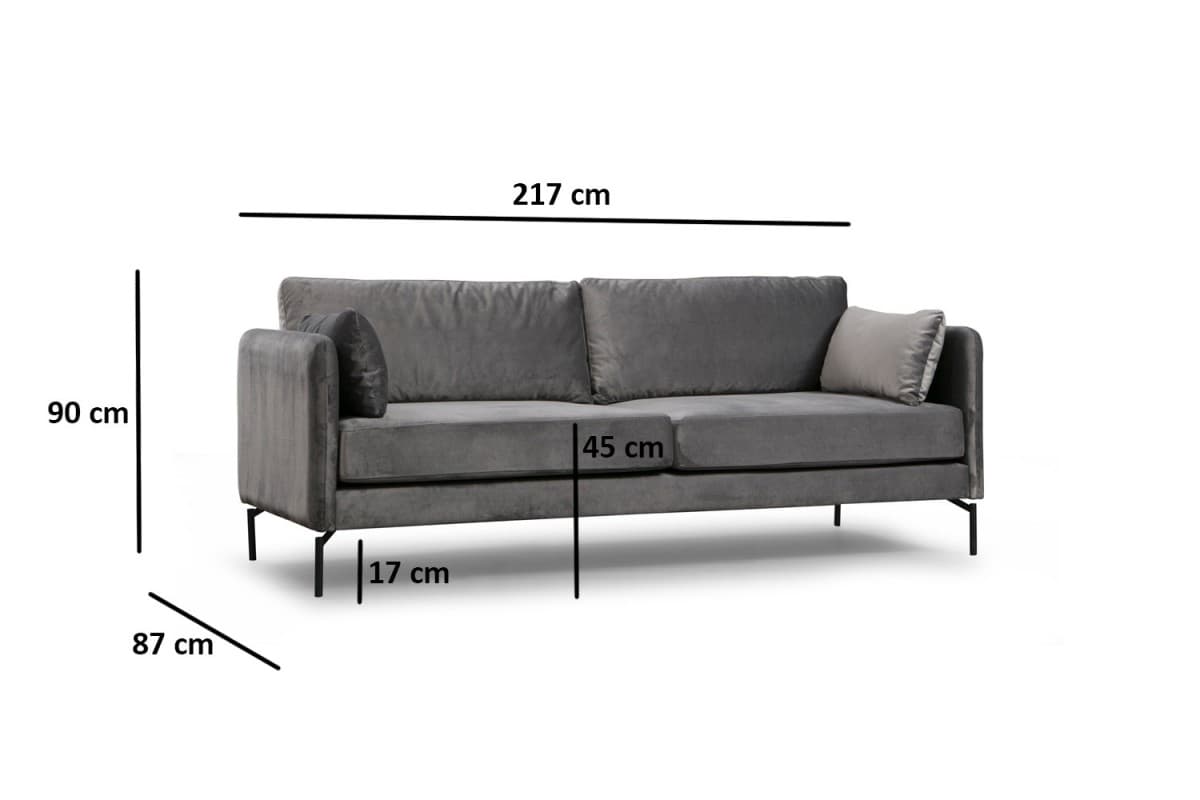 Třímístná pohovka Sino 217 cm, Šedá 8