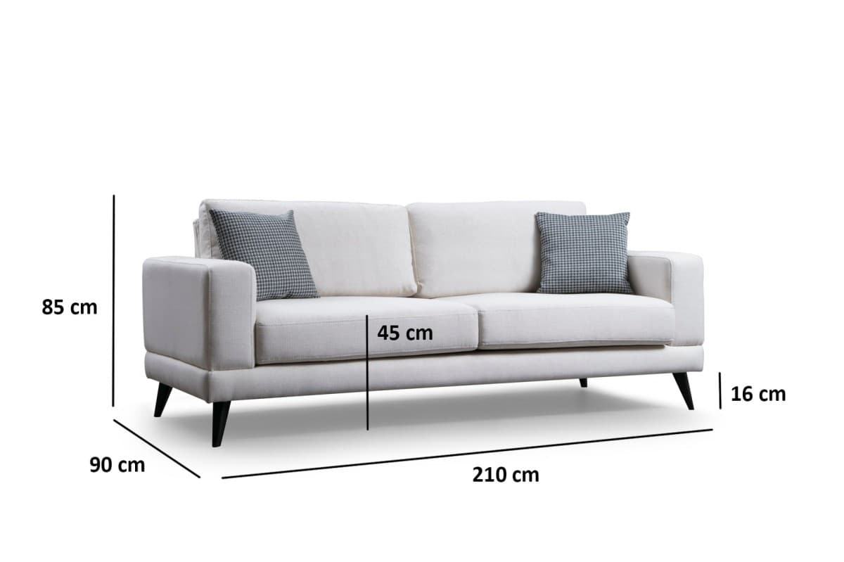3-místná pohovka Nordic 210 cm, Béžová 9