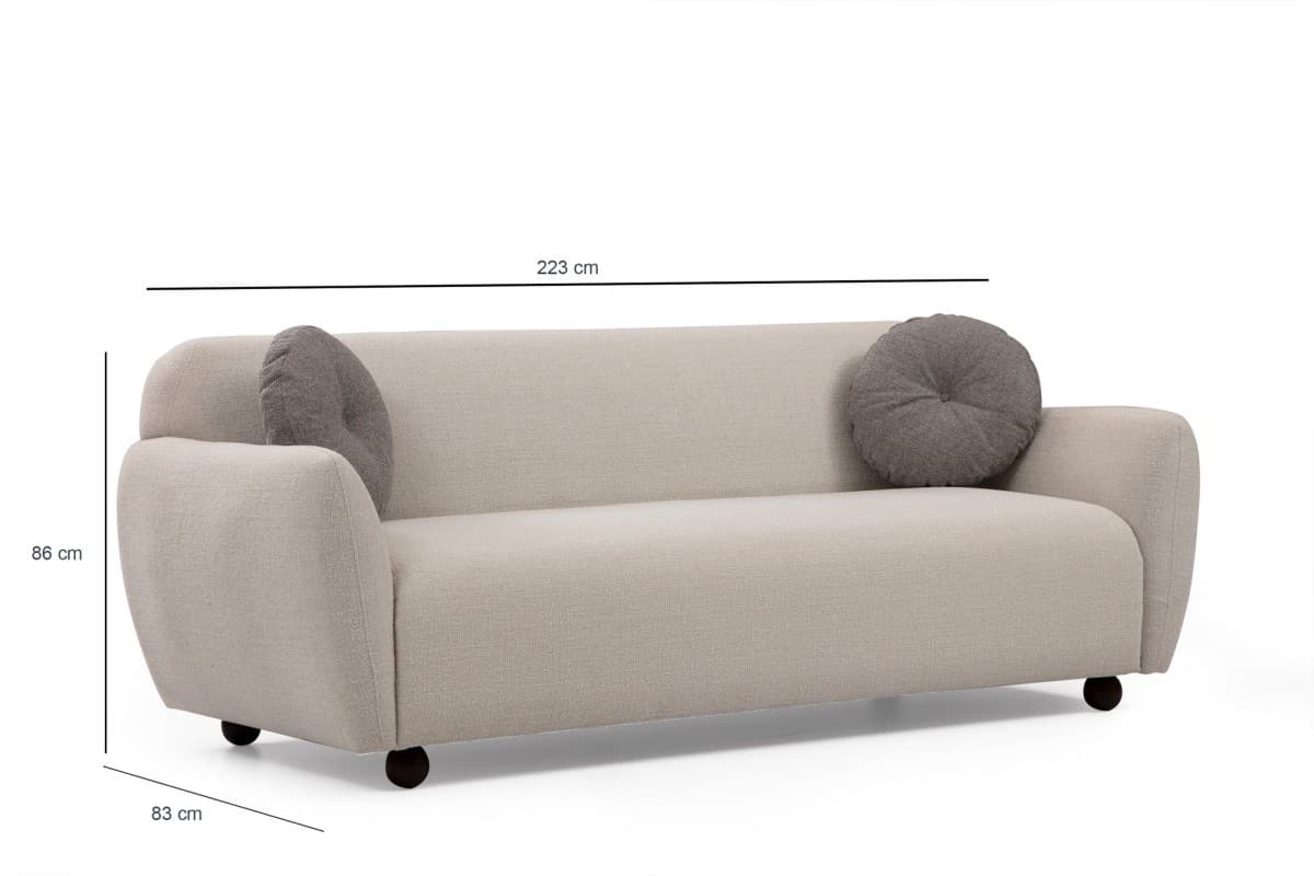 Třímístná pohovka Eddy 223 cm, Krémová 7