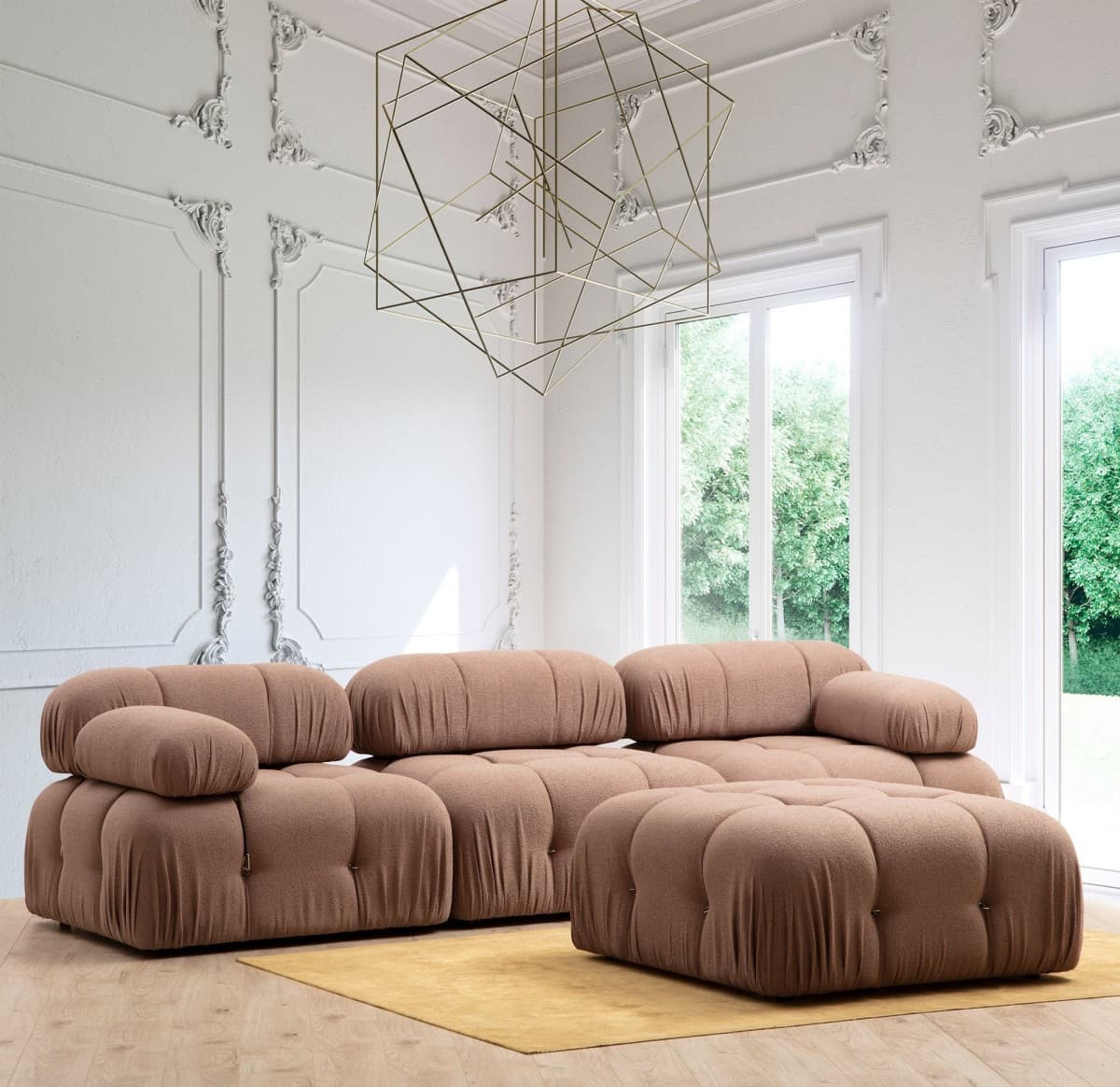 Taburet Bubble 95 cm, Bouclé hnědý 2