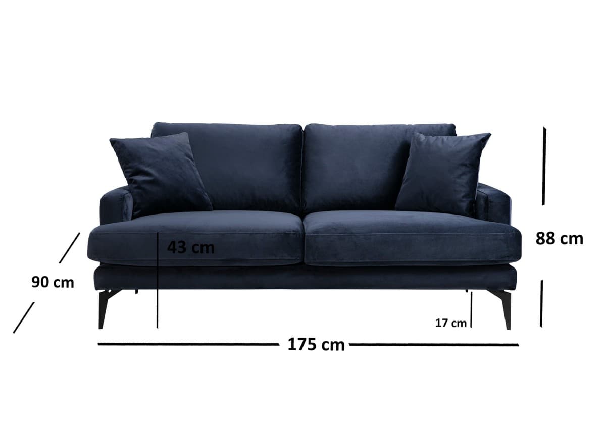 2-místná pohovka Papira 175 cm, Námořnická modrá 4