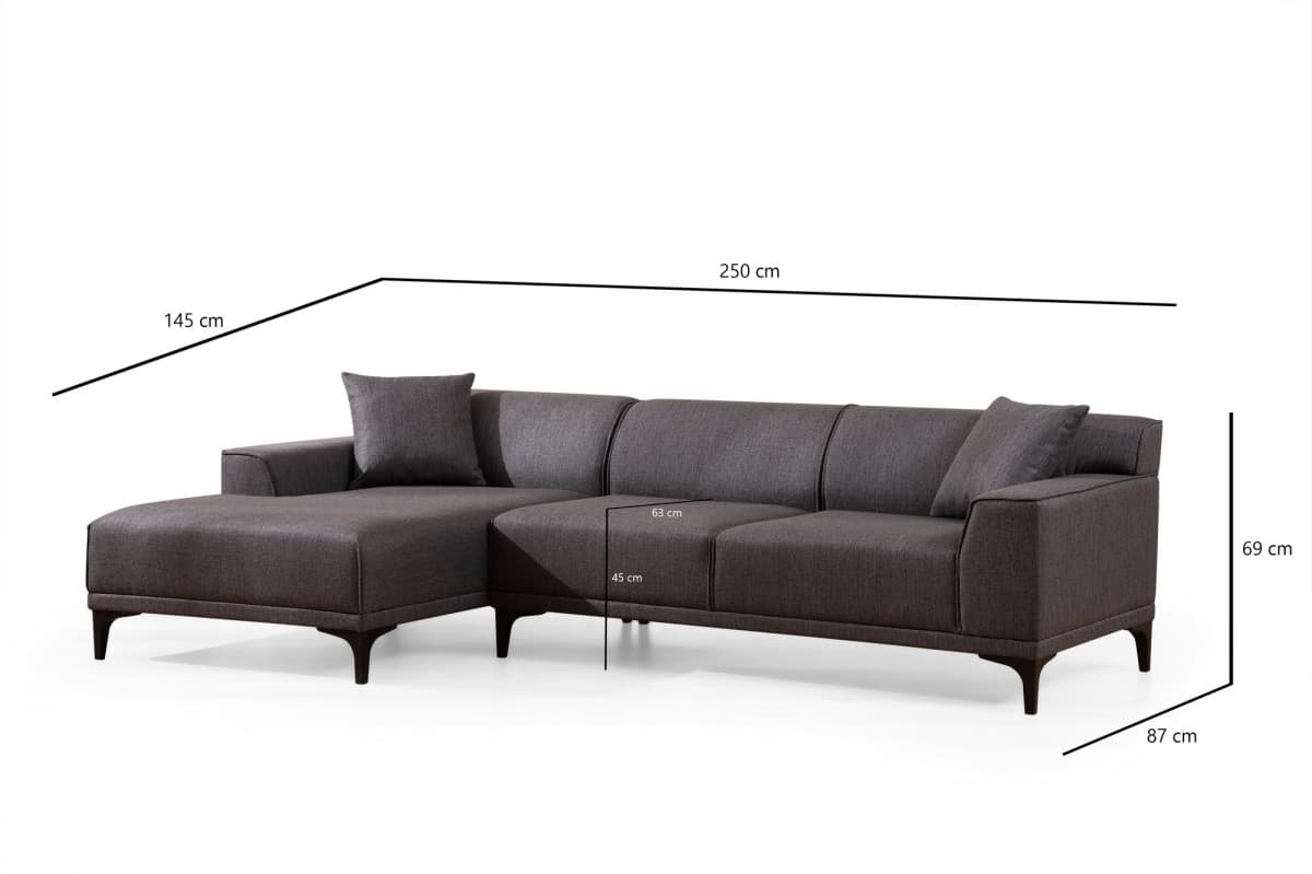 Rohová sedací souprava Petra 250 cm, Antracitová levá, levá strana 8