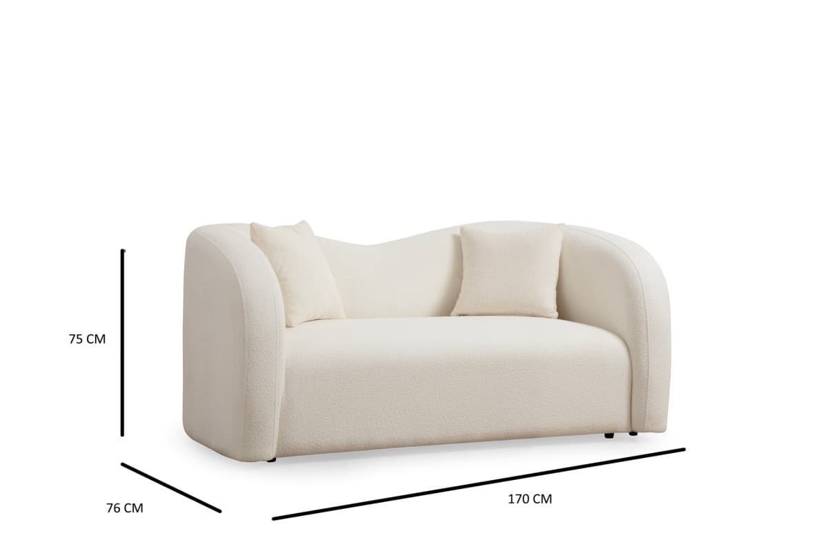 Dvoumístná pohovka Asos 170 cm, Bouclé krémová 6