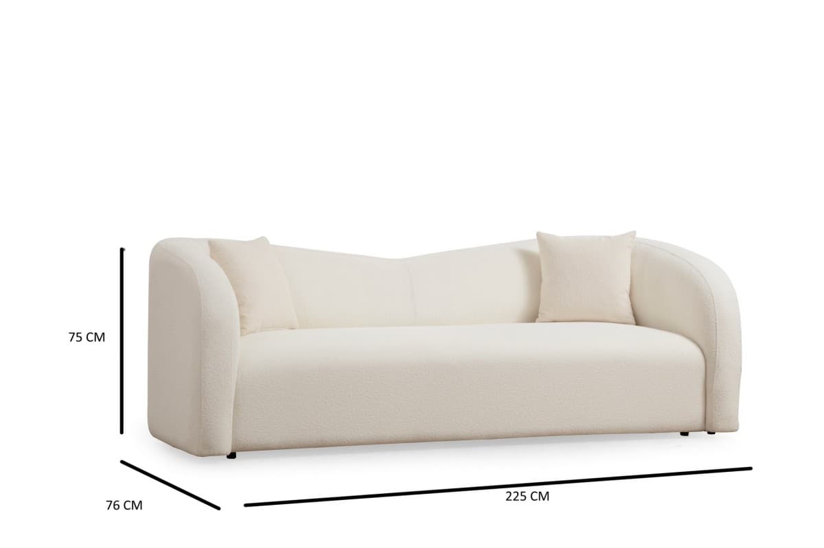 Třímístná pohovka Asos 225 cm, Bouclé krémová 7