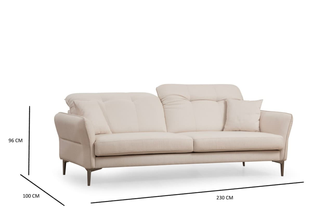 Třímístná pohovka Costor 230 cm, Krémová 9