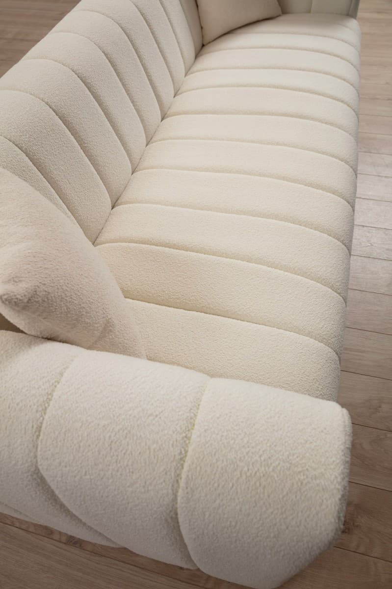 Třímístná pohovka Royal 225 cm, Boucle krémová 4