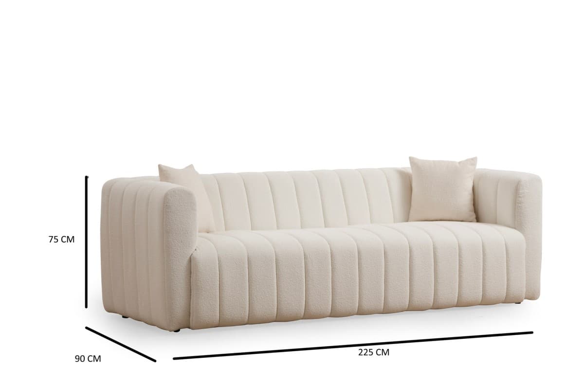 Třímístná pohovka Royal 225 cm, Boucle krémová 6
