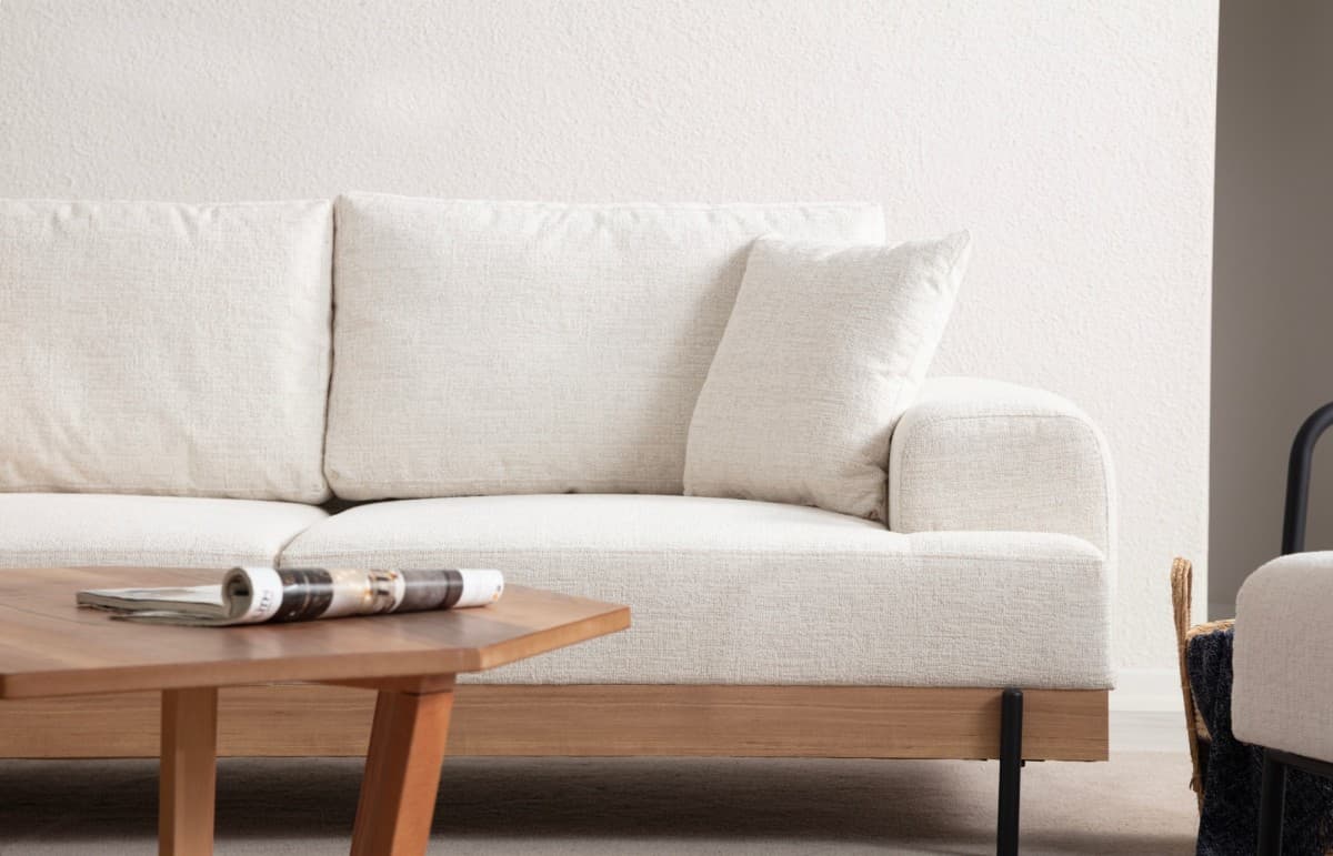 Třímístná pohovka Eti 220 cm, Bílá/dub přírodní 4