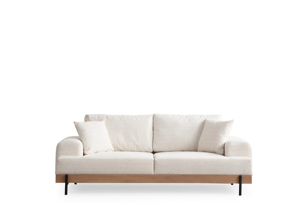 Třímístná pohovka Eti 220 cm, Bílá/dub přírodní 8