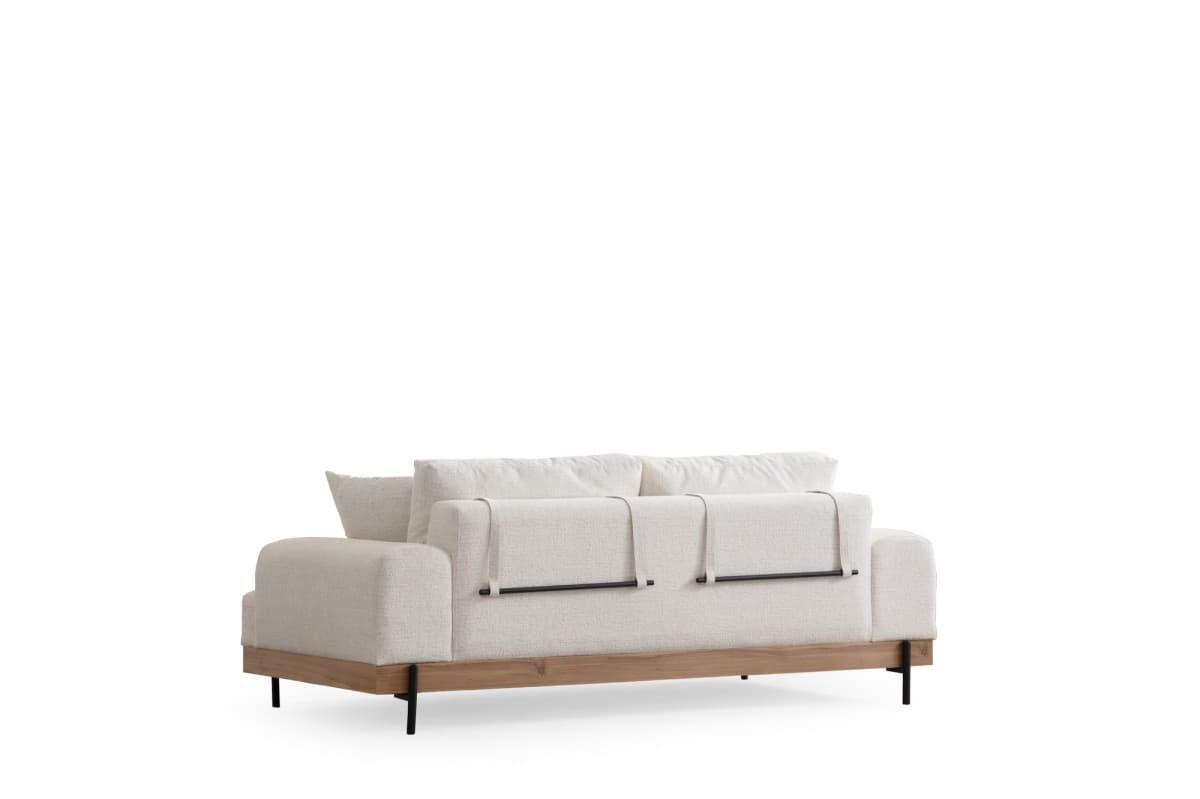 Třímístná pohovka Eti 220 cm, Bílá/dub přírodní 9