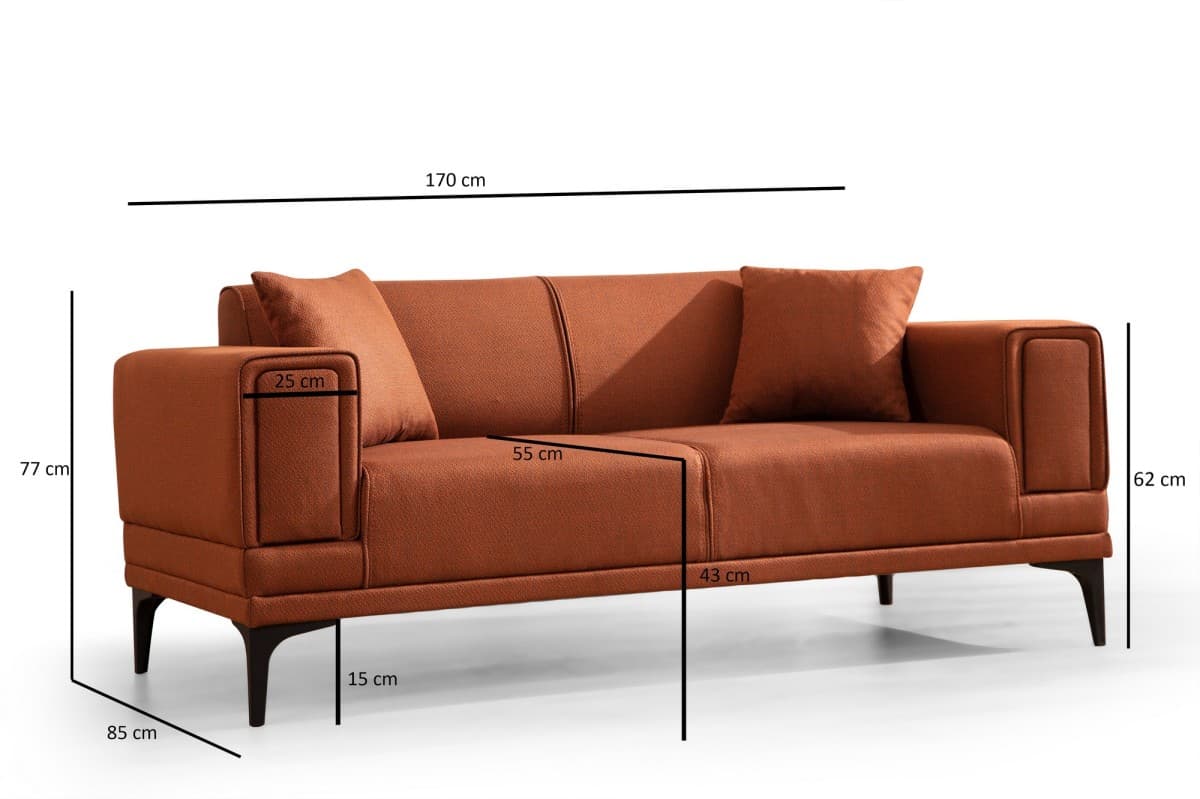 Dvoumístná pohovka Horizon 170 cm, Cihlová 8