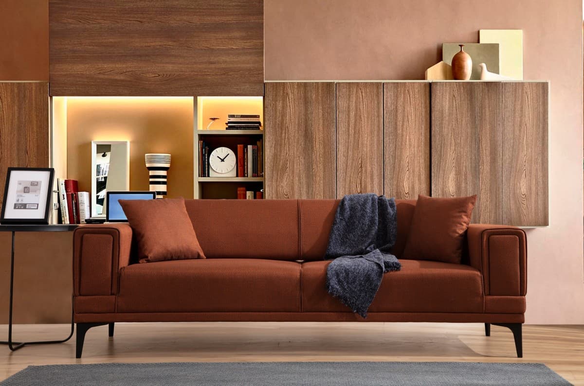 Třímístná rozkládací pohovka Horizon 230 cm, Cihlově oranžová 4