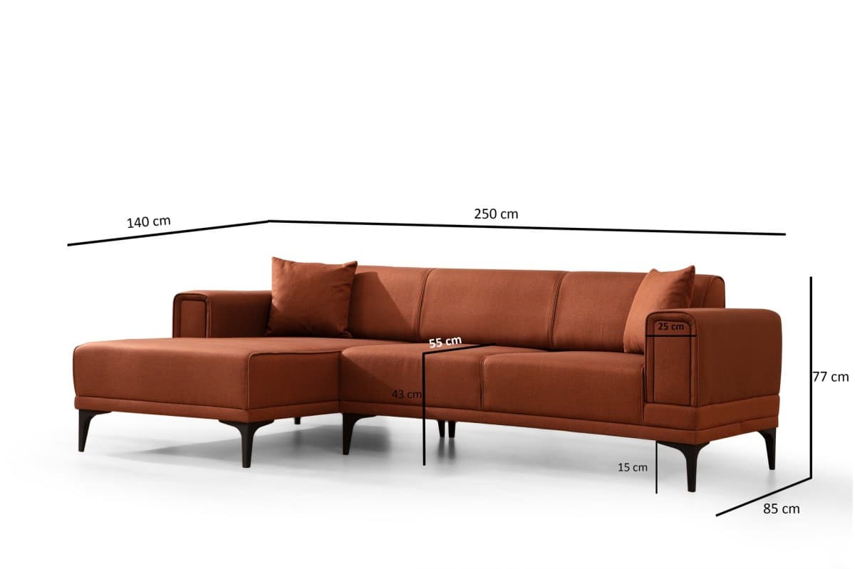 Rohová sedací souprava Horizon 250 cm, Cihlová levá, levá strana 8