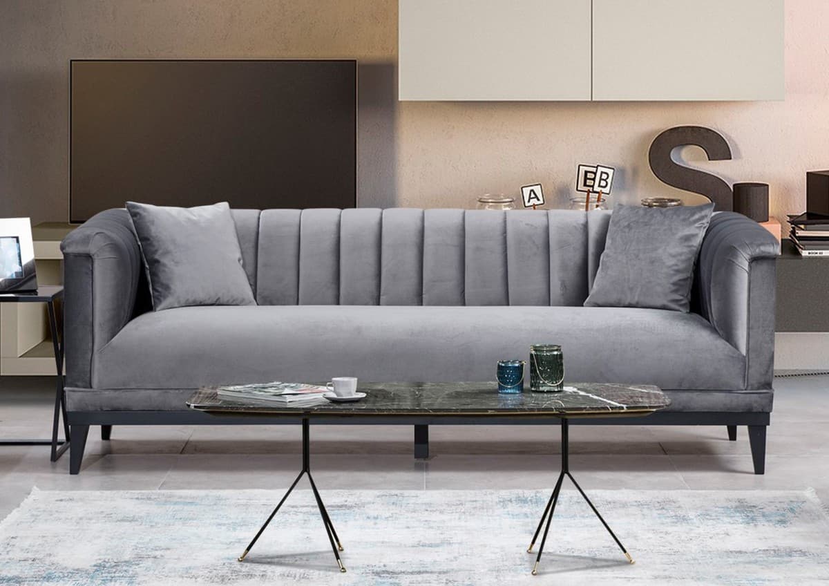 Třímístná pohovka Trendy 225 cm, Tmavě šedá 2