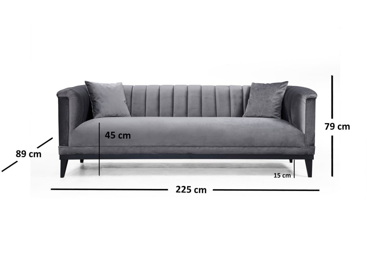 Třímístná pohovka Trendy 225 cm, Tmavě šedá 4