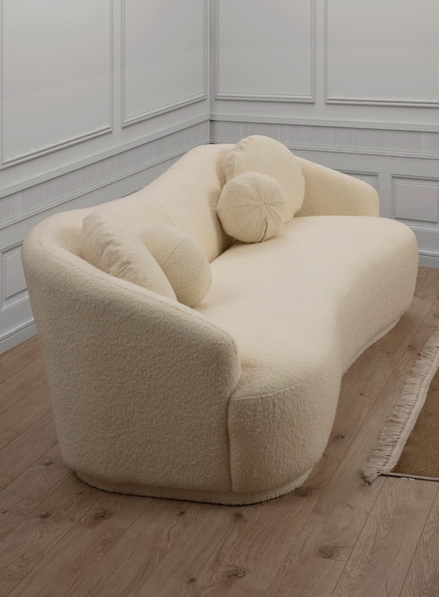 Třímístná pohovka Ancona 225 cm, Boucle krémová 6
