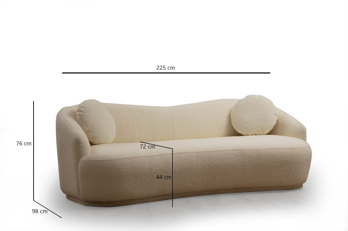 Třímístná pohovka Ancona 225 cm, Boucle krémová 9