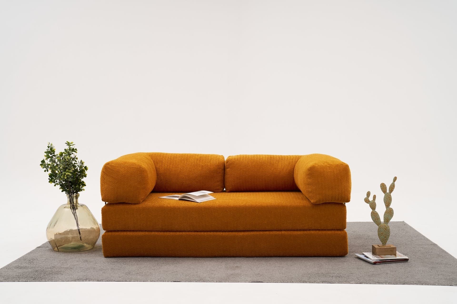 Třímístná rozkládací futonová pohovka Comfort 190 cm, Oranžová 2