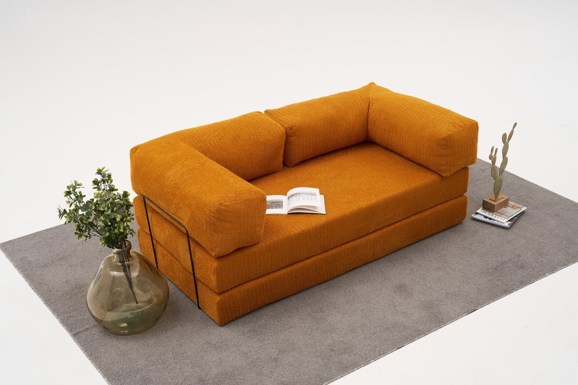 Třímístná rozkládací futonová pohovka Comfort 190 cm, Oranžová 3