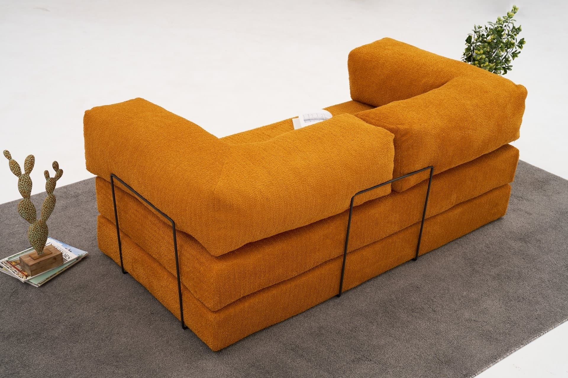 Třímístná rozkládací futonová pohovka Comfort 190 cm, Oranžová 4