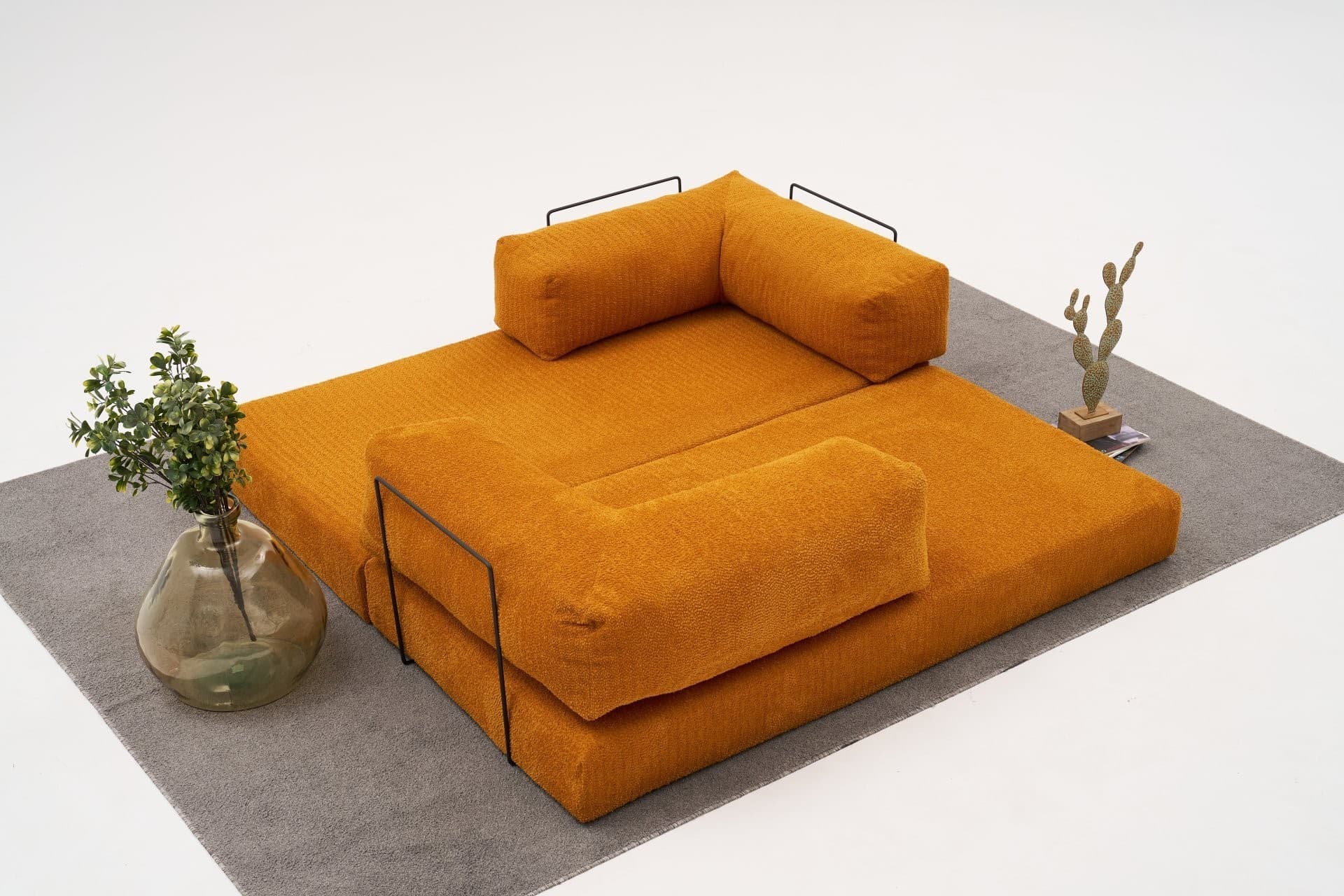 Třímístná rozkládací futonová pohovka Comfort 190 cm, Oranžová 6