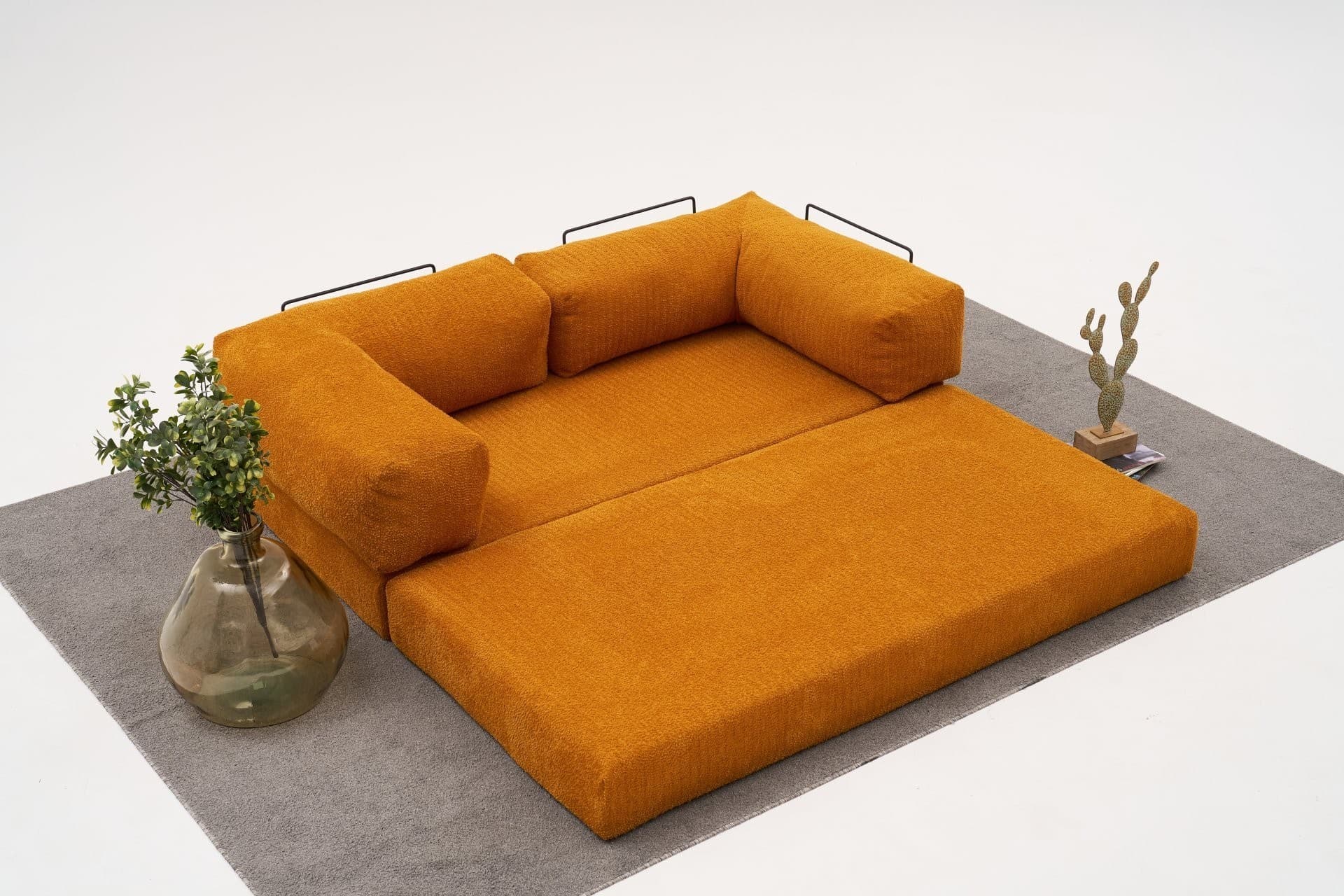 Třímístná rozkládací futonová pohovka Comfort 190 cm, Oranžová 7