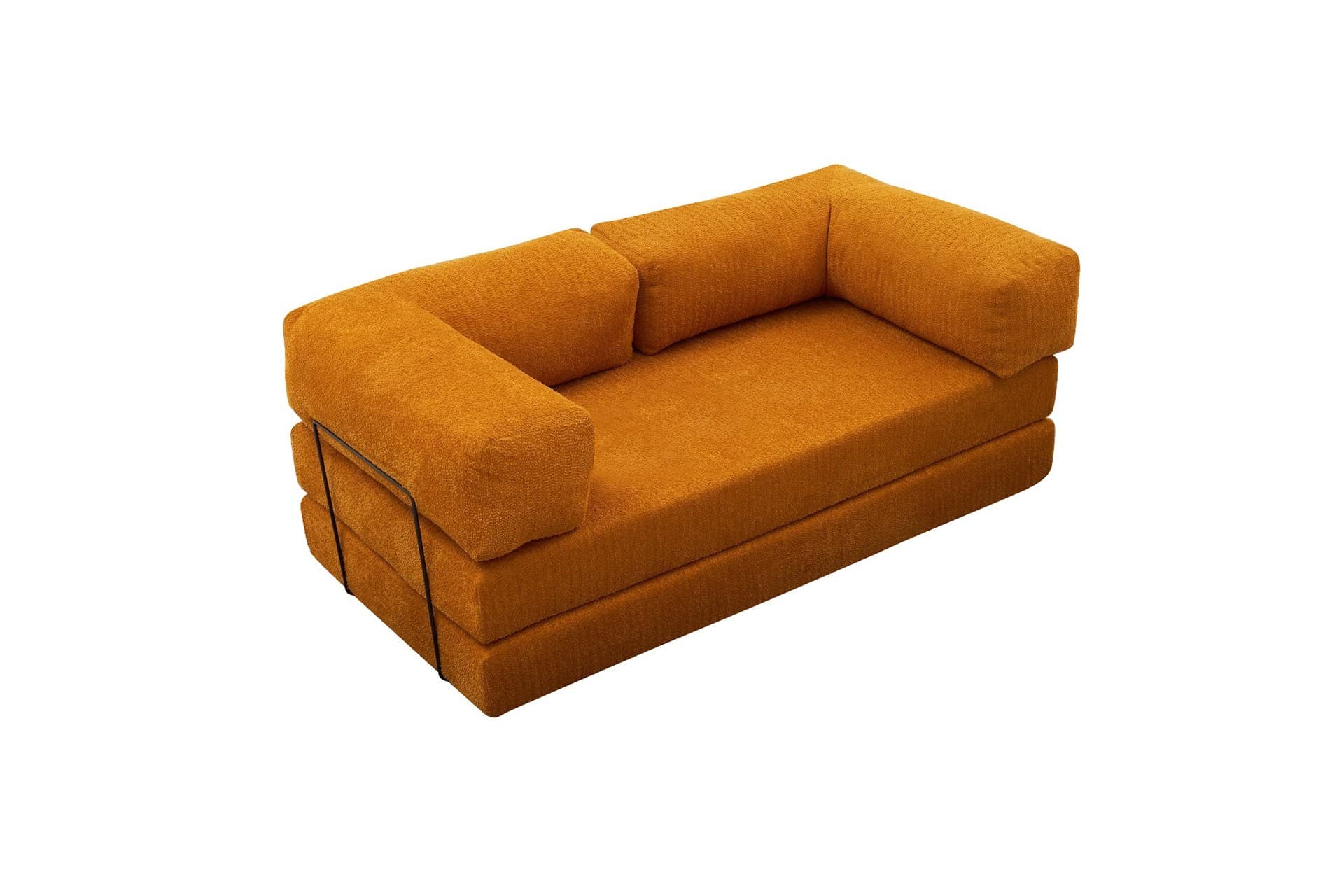 Třímístná rozkládací futonová pohovka Comfort 190 cm, Oranžová