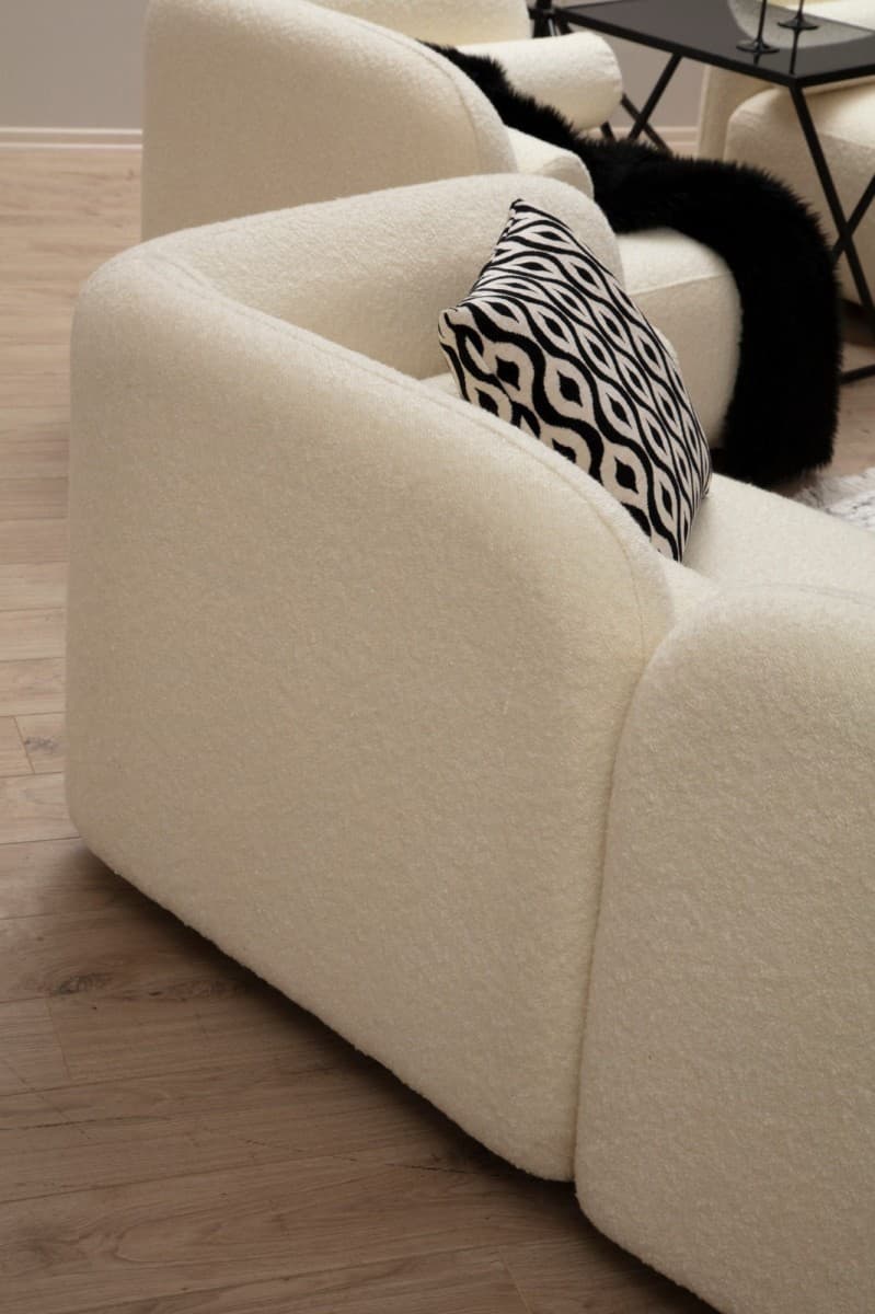 Třímístná pohovka Victoria 228 cm, Boucle krémová 4