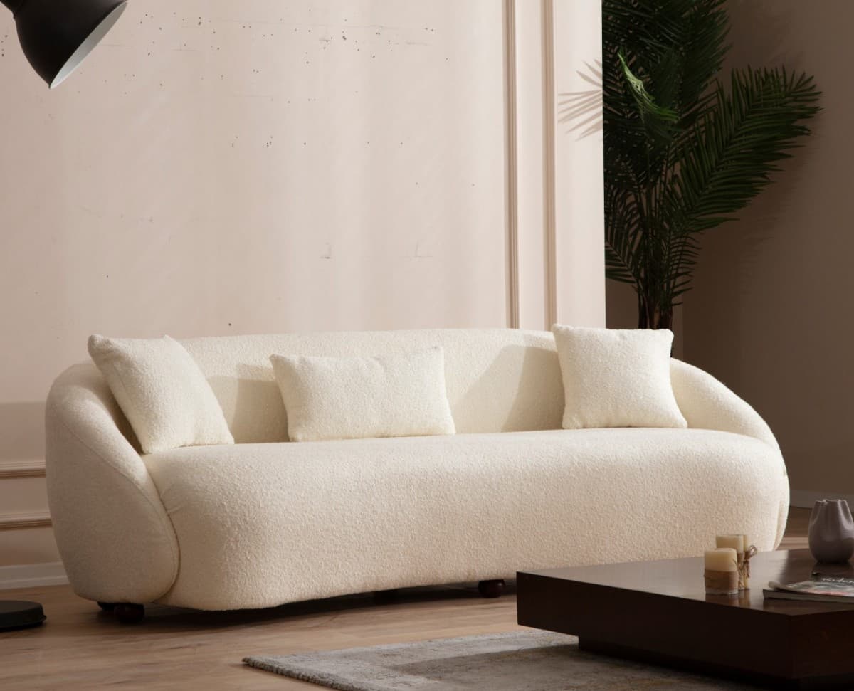 Třímístná pohovka Napoli 230 cm, Boucle krémová 2