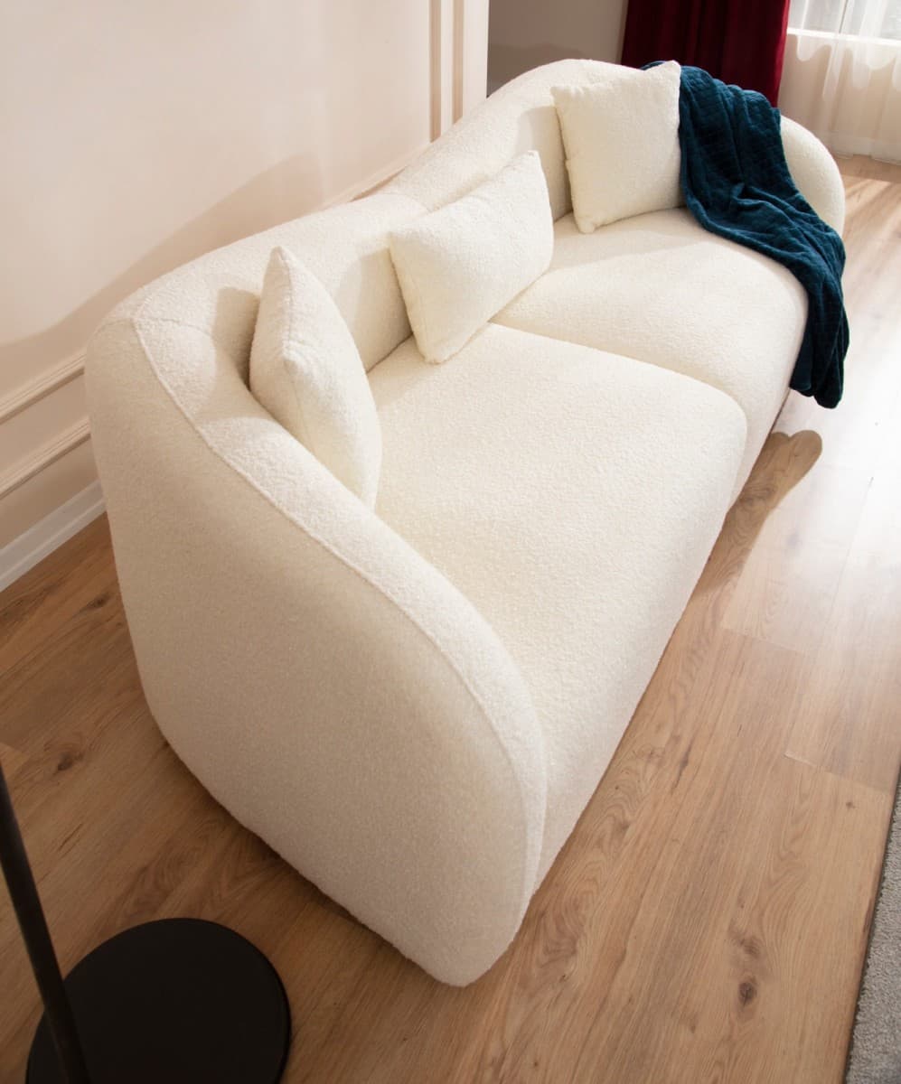 Třímístná pohovka Napoli 230 cm, Boucle krémová 4