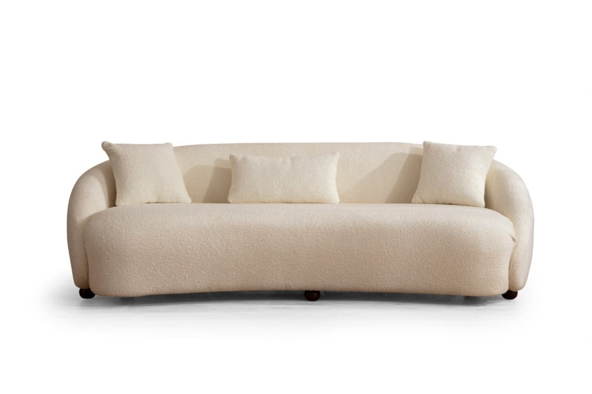 Třímístná pohovka Napoli 230 cm, Boucle krémová 5