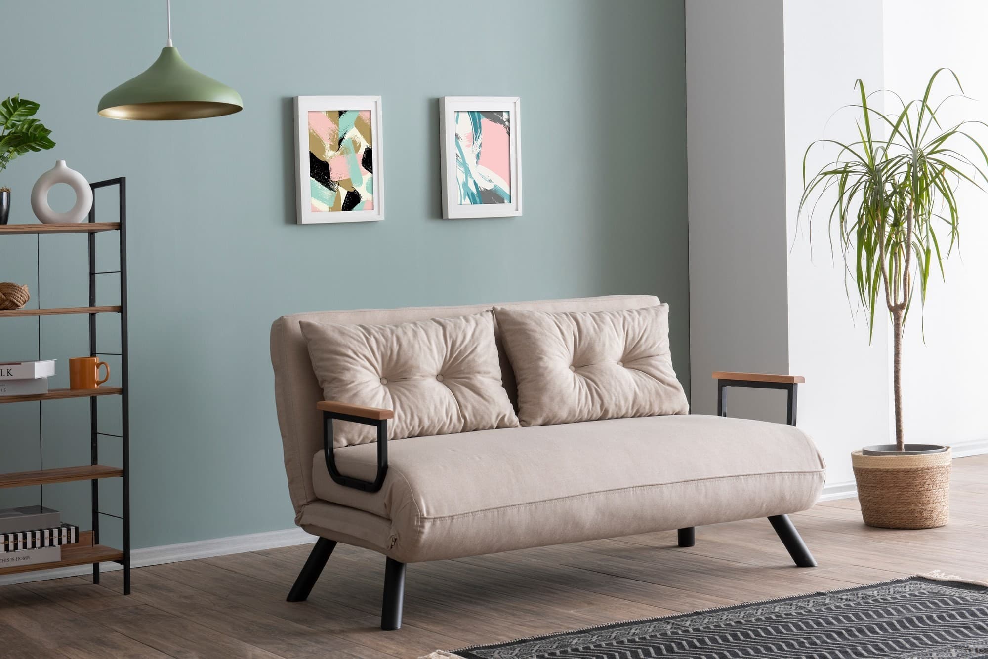 Dvoumístná rozkládací pohovka Seater Sando II, Krémová 3