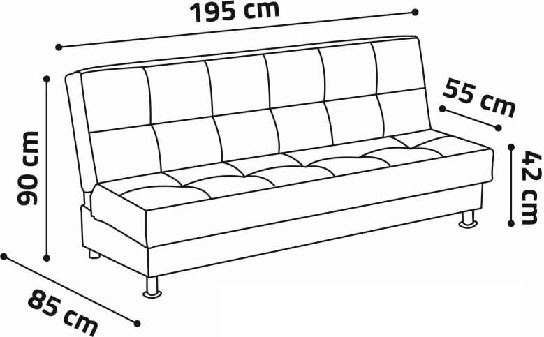 Rozkládací třímístná pohovka Dream 195 cm, Šedá 10