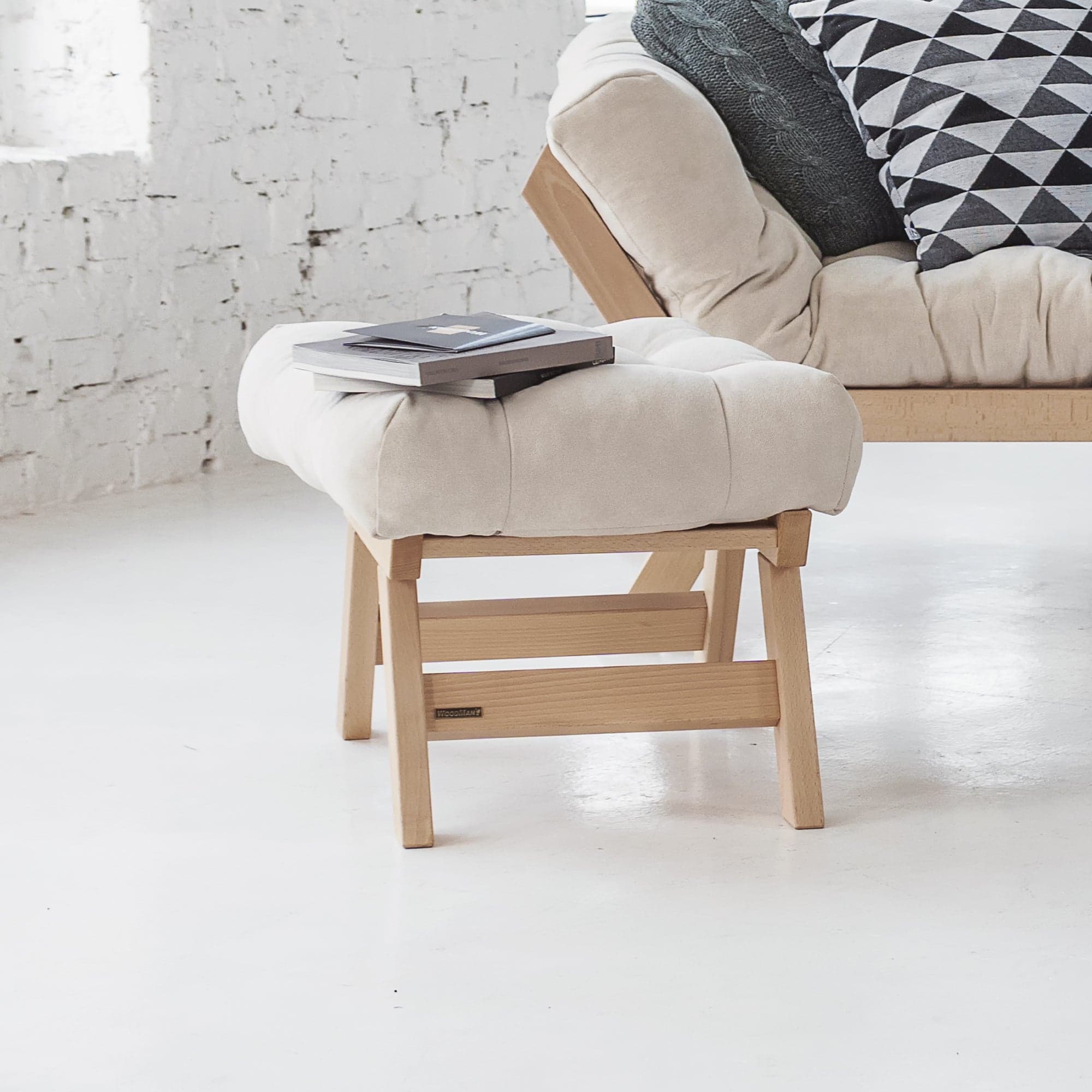Taburet Breezio 02 55 cm, Z masivu/béžový 3