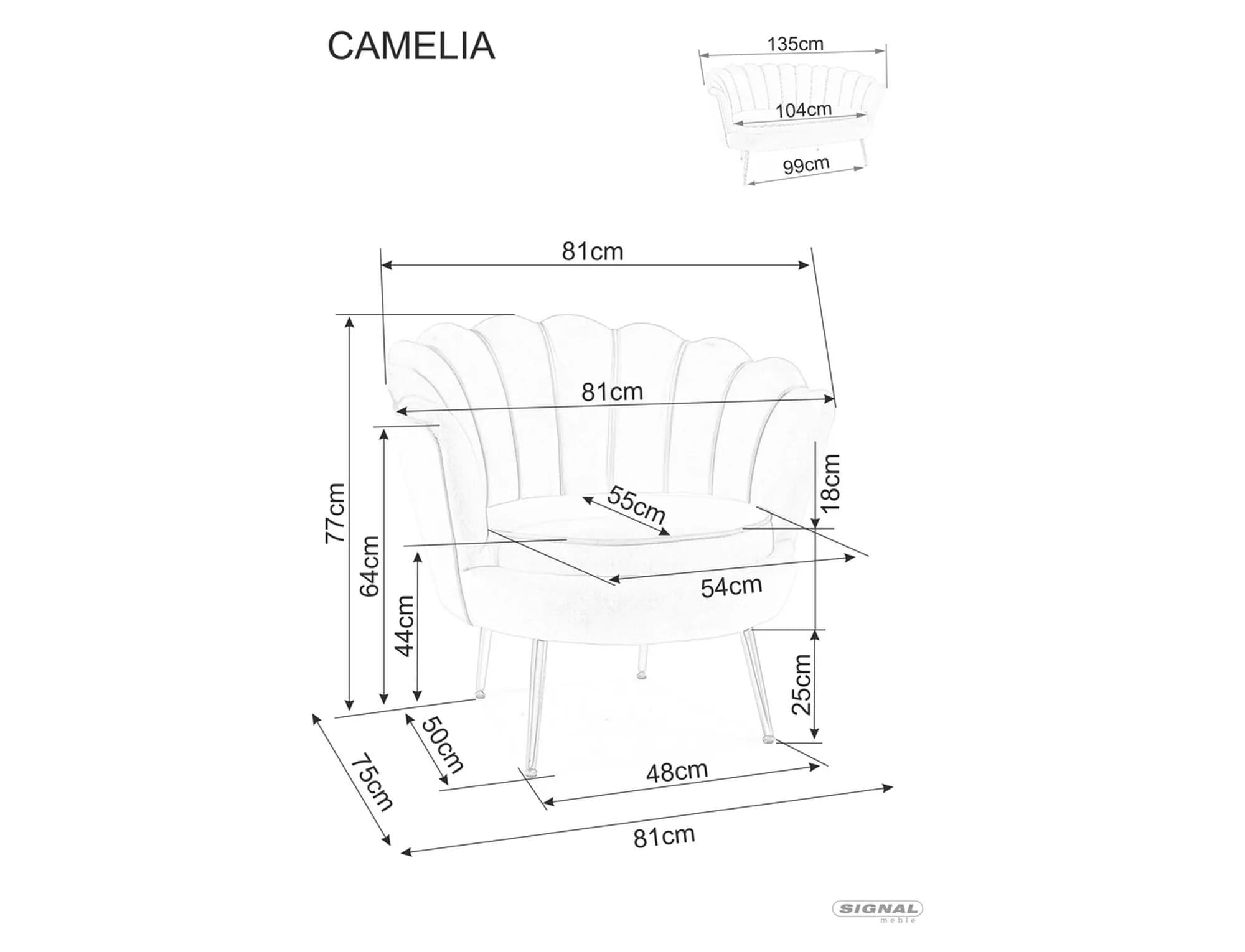 Dvoumístná pohovka Camellia samet, Béžová 6