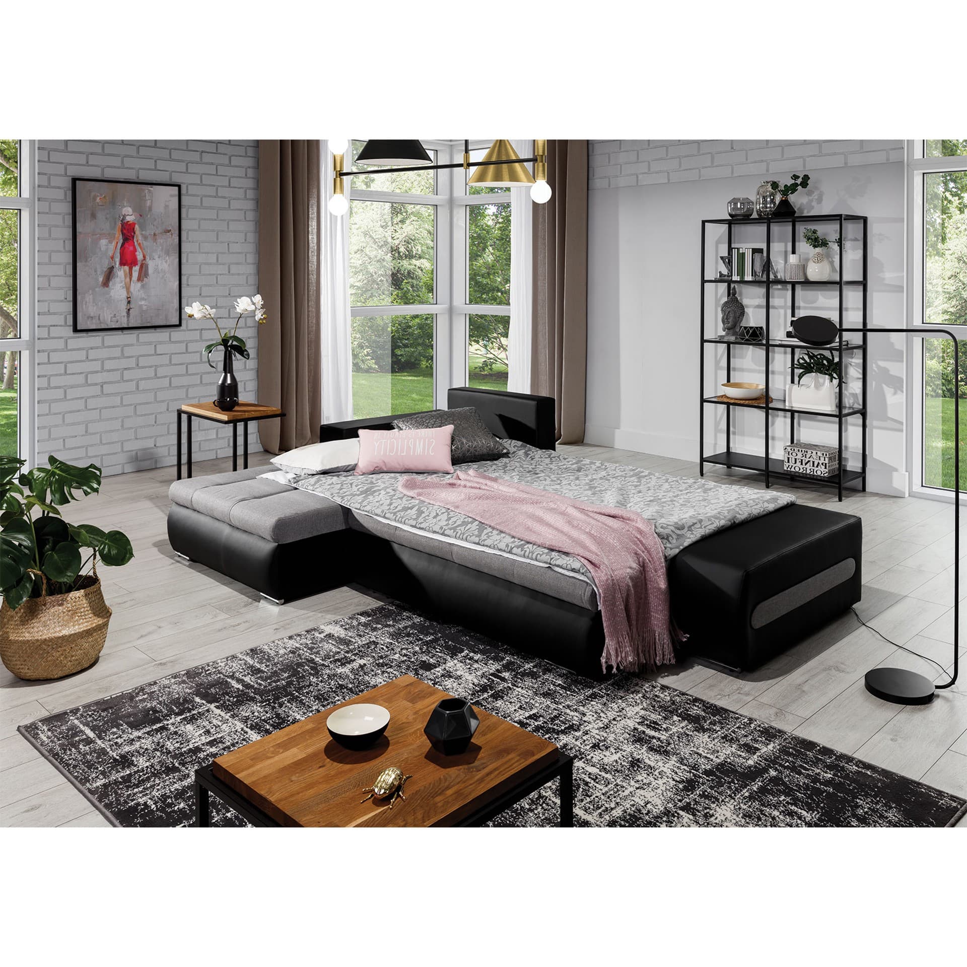 Rohová rozkládací sedací souprava Ottavio 275 cm, Berlin 01/Soft 11 šedá levá, levá strana 4