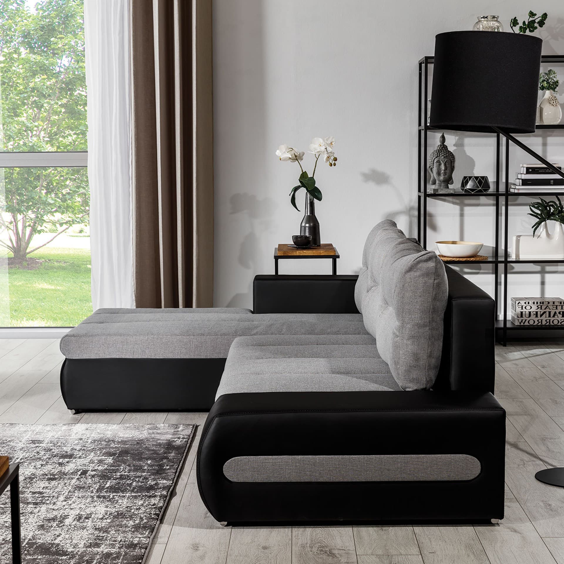 Rohová rozkládací sedací souprava Ottavio 275 cm, Berlin 01/Soft 11 šedá levá, levá strana 7