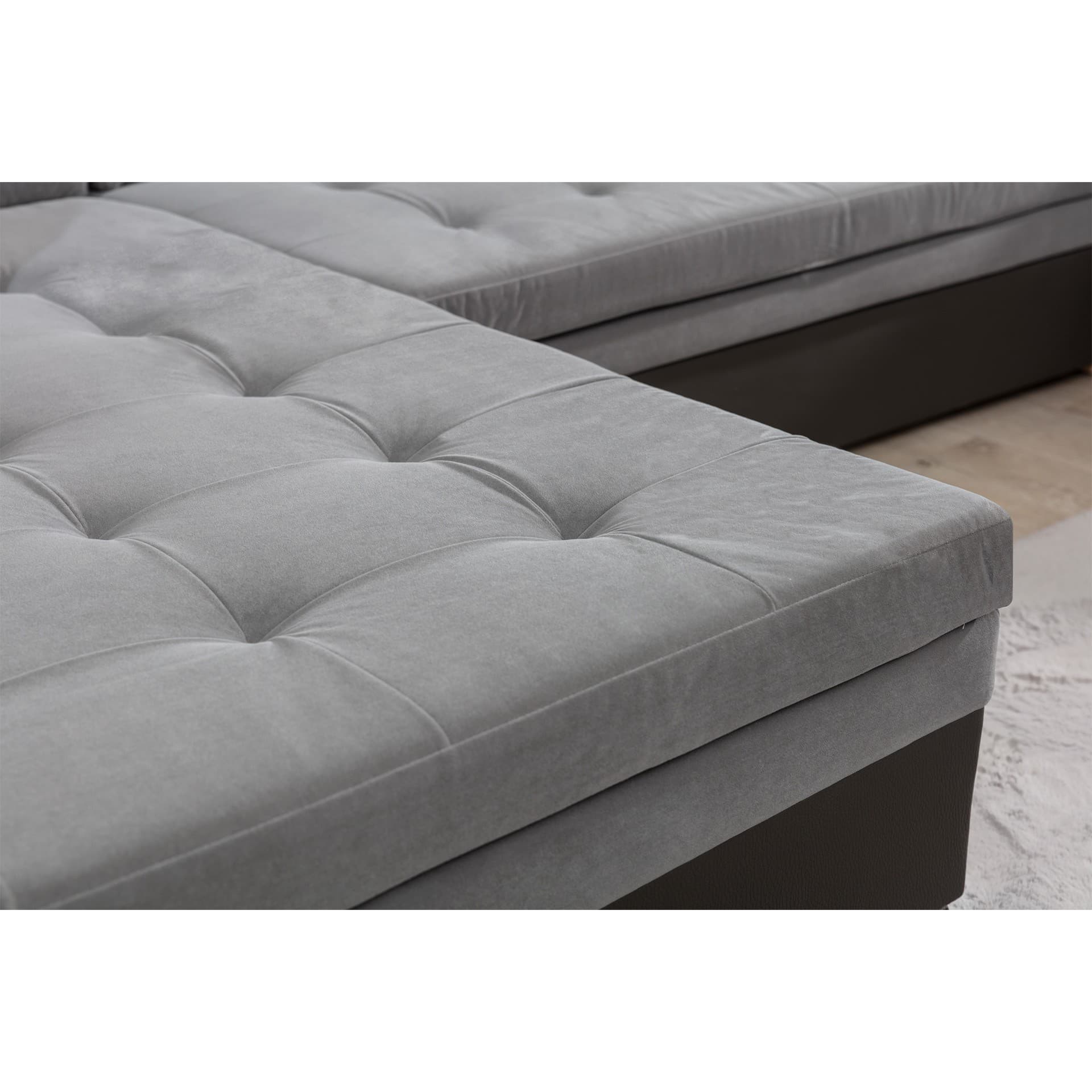 Rohová rozkládací sedací souprava Damario 338 cm, Berlin 01/Soft 11 šedá levá, levá strana 6