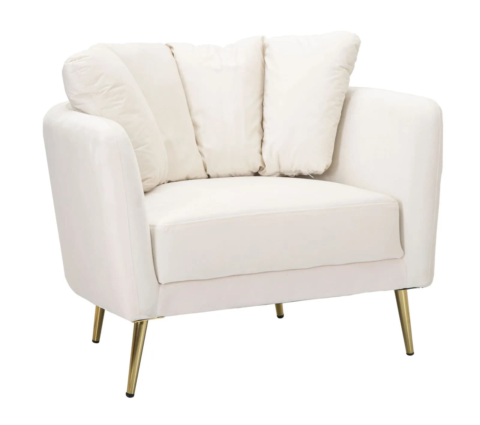 Art deco čalouněné půlkruhové sametové křeslo Lana s prošívaným polštářem s kovovými nožičkami 88 cm