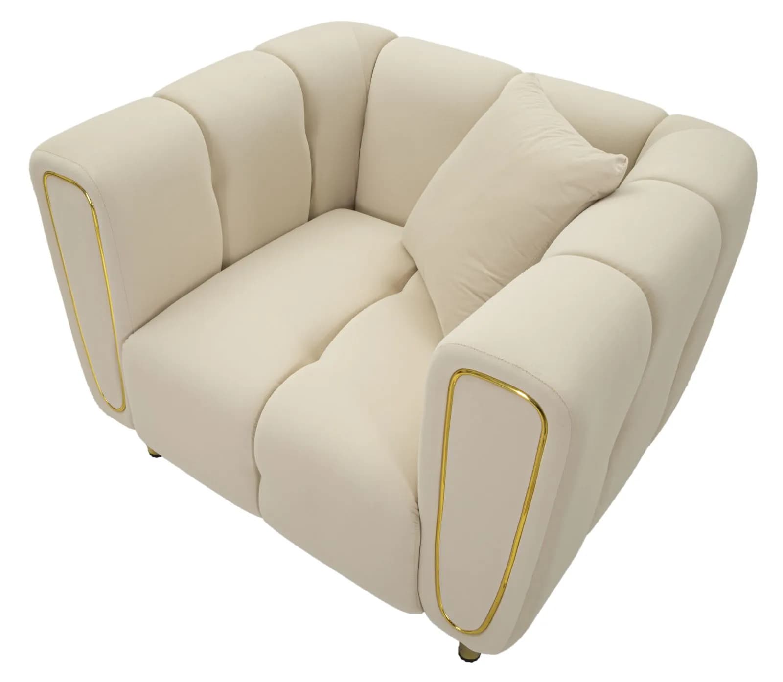 Designové sametové křeslo Alma, Krémové 4