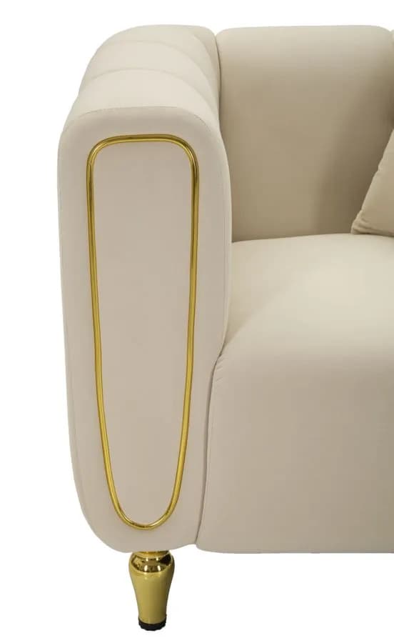 Designové sametové křeslo Alma, Krémové 5